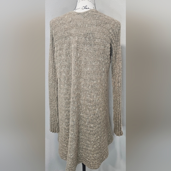Free People Open Front Waterfall Crochet Knit Long Sleeve Layering Oatmeal Sz XS - Picture 4 of 14